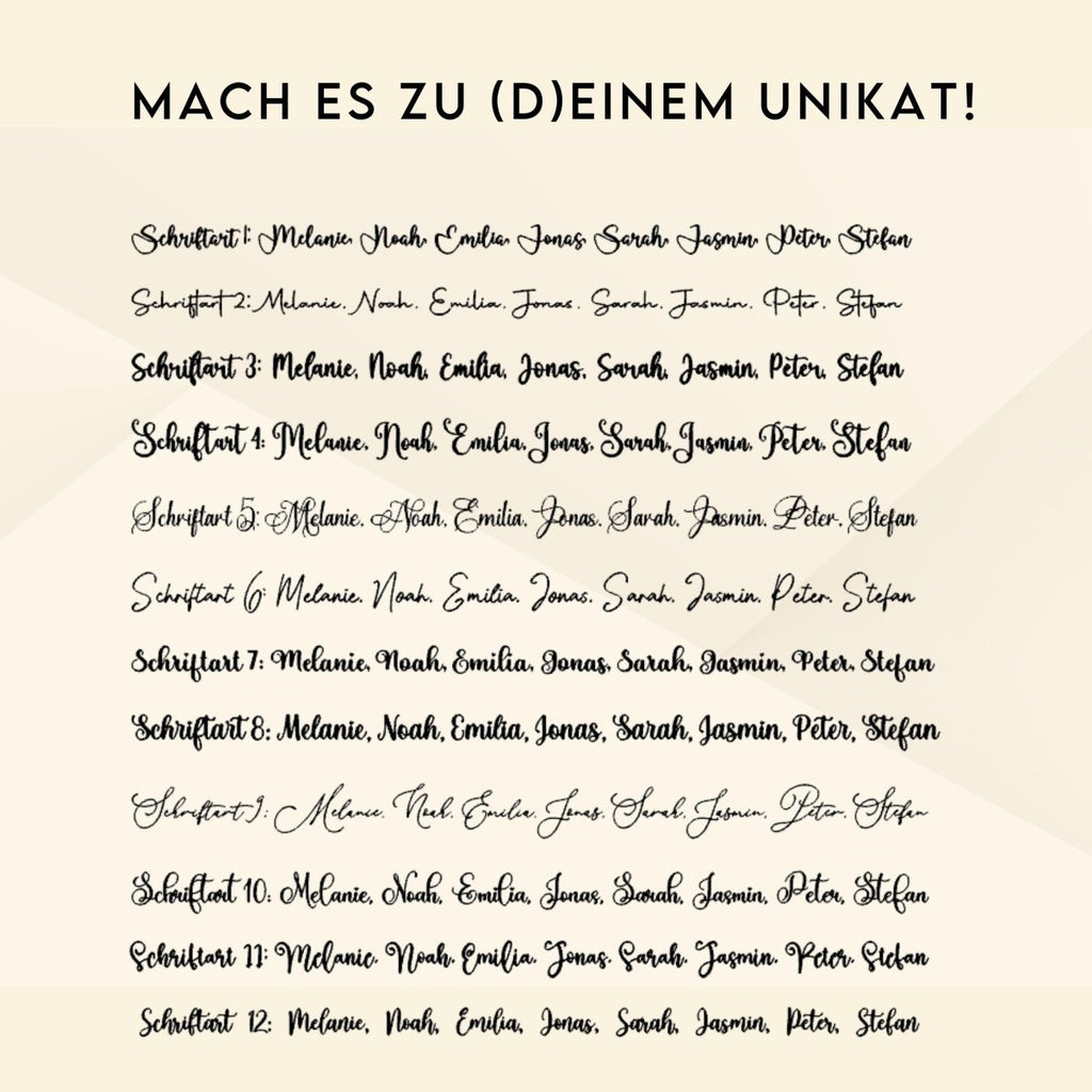 Personalisierte Acryl - Namensschilder für Hochzeiten - LaserArt Germany