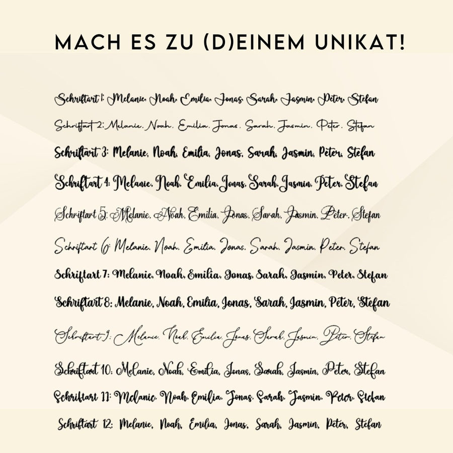 Personalisierte Acryl - Namensschilder für Hochzeiten - LaserArt Germany