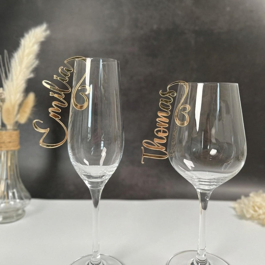 Personalisierte Acryl - Platzkarten für Gläser – Namensanhänger in 20 Farben - LaserArt Germany