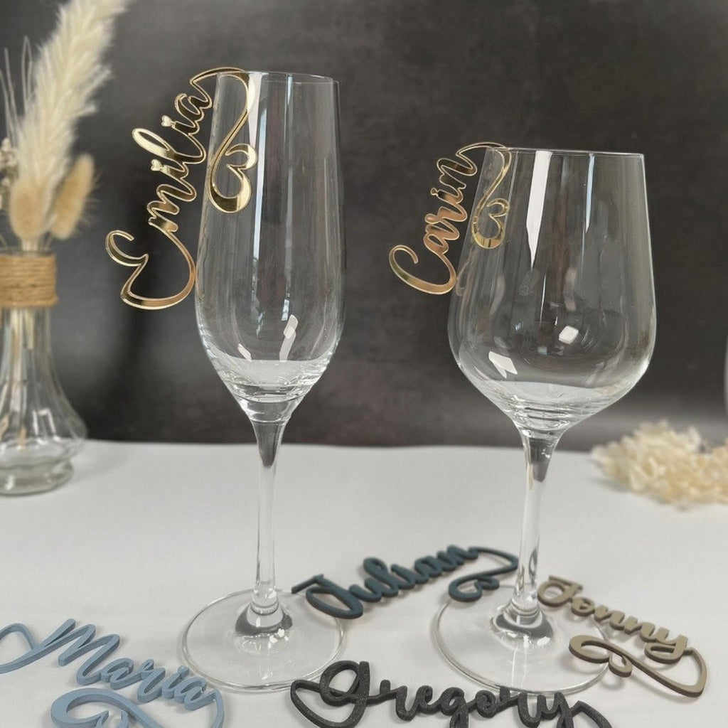 Personalisierte Acryl - Platzkarten für Gläser – Namensanhänger in 20 Farben - LaserArt Germany