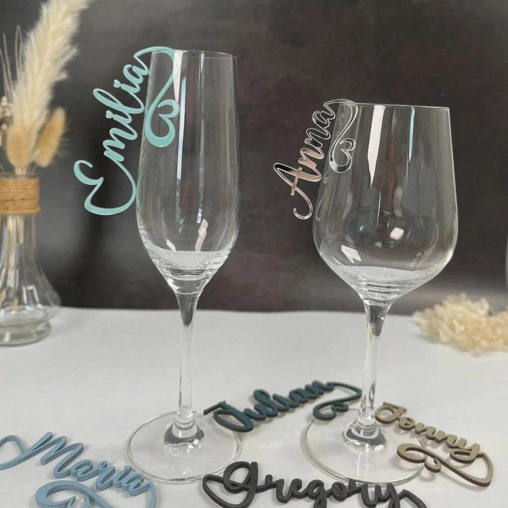 Personalisierte Acryl - Platzkarten für Gläser – Namensanhänger in 20 Farben - LaserArt Germany