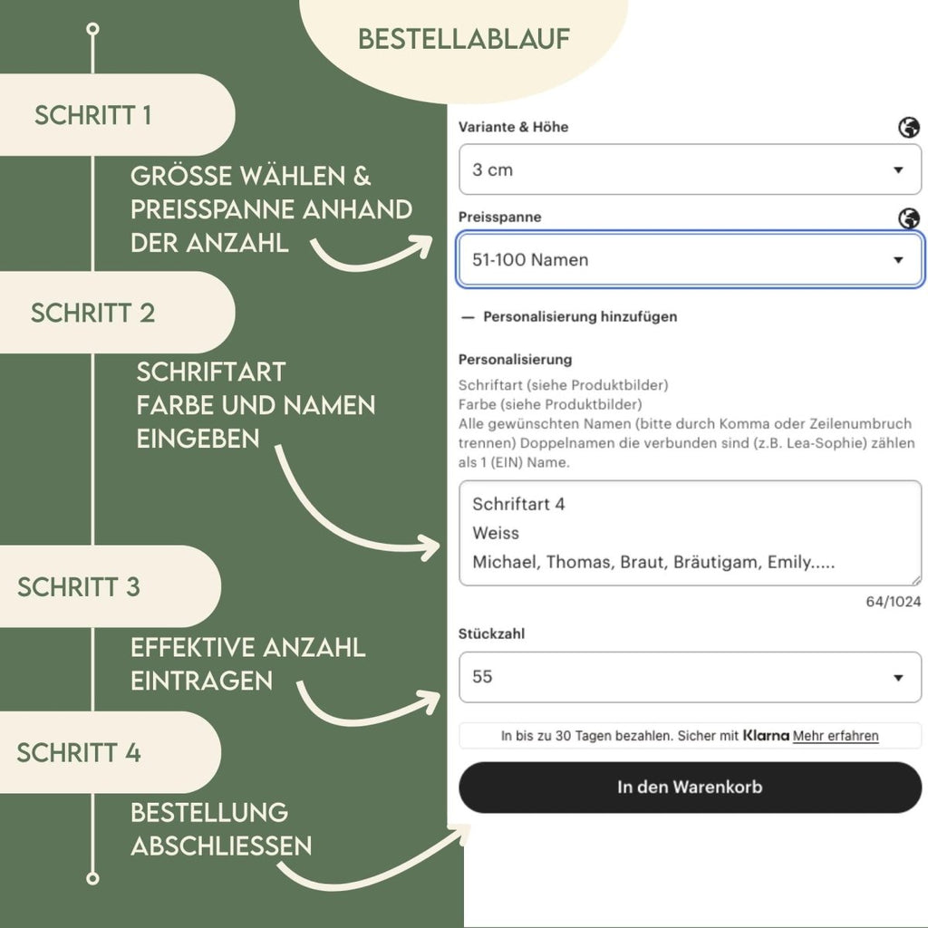 Personalisierte Acryl - Platzkarten für Gläser – Namensanhänger in 20 Farben - LaserArt Germany