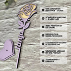 Ewige Rose aus Holz personalisiert – Nahaufnahme der Holzmaserung