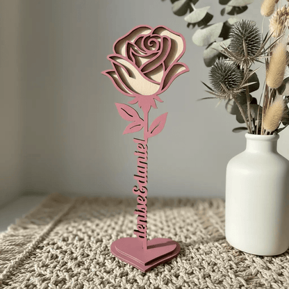 Personalisierte Ewige Rose aus Holz | Geschenkidee für Paare, Hochzeit & Jahrestag - LaserArt Germany
