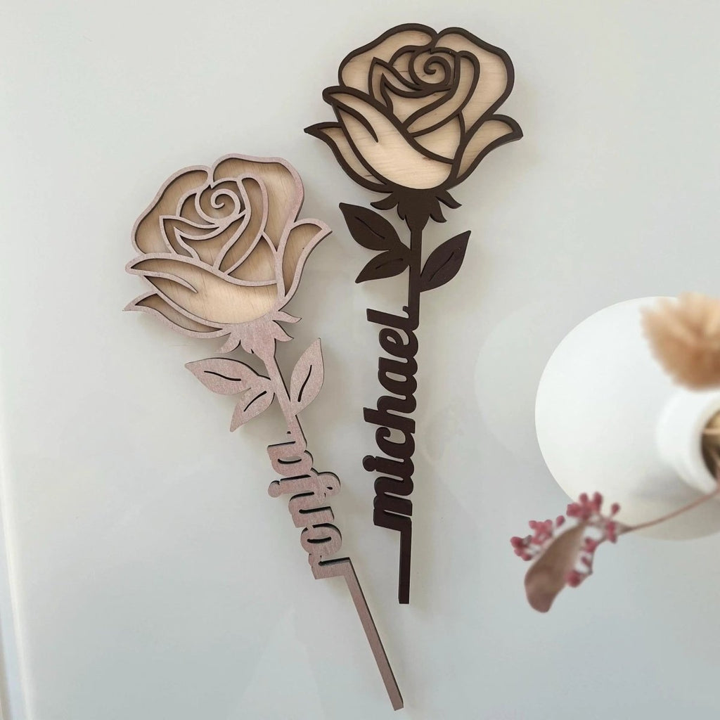 Personalisierte Ewige Rose aus Holz | Geschenkidee für Paare, Hochzeit & Jahrestag - LaserArt Germany