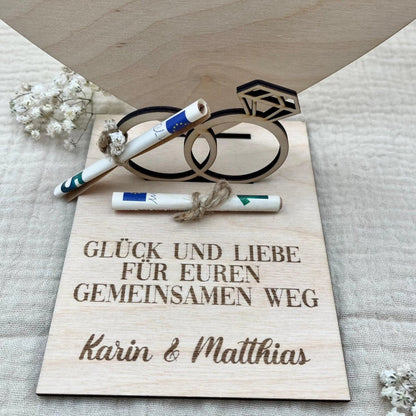 Personalisierte Geldgeschenk Herzplatte aus Holz – Hochzeitsgeschenk & Erinnerung - LaserArt Germany