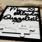 Personalisiertes Puzzleteil Geschenk für Paare – Detailaufnahme der Namensgravur