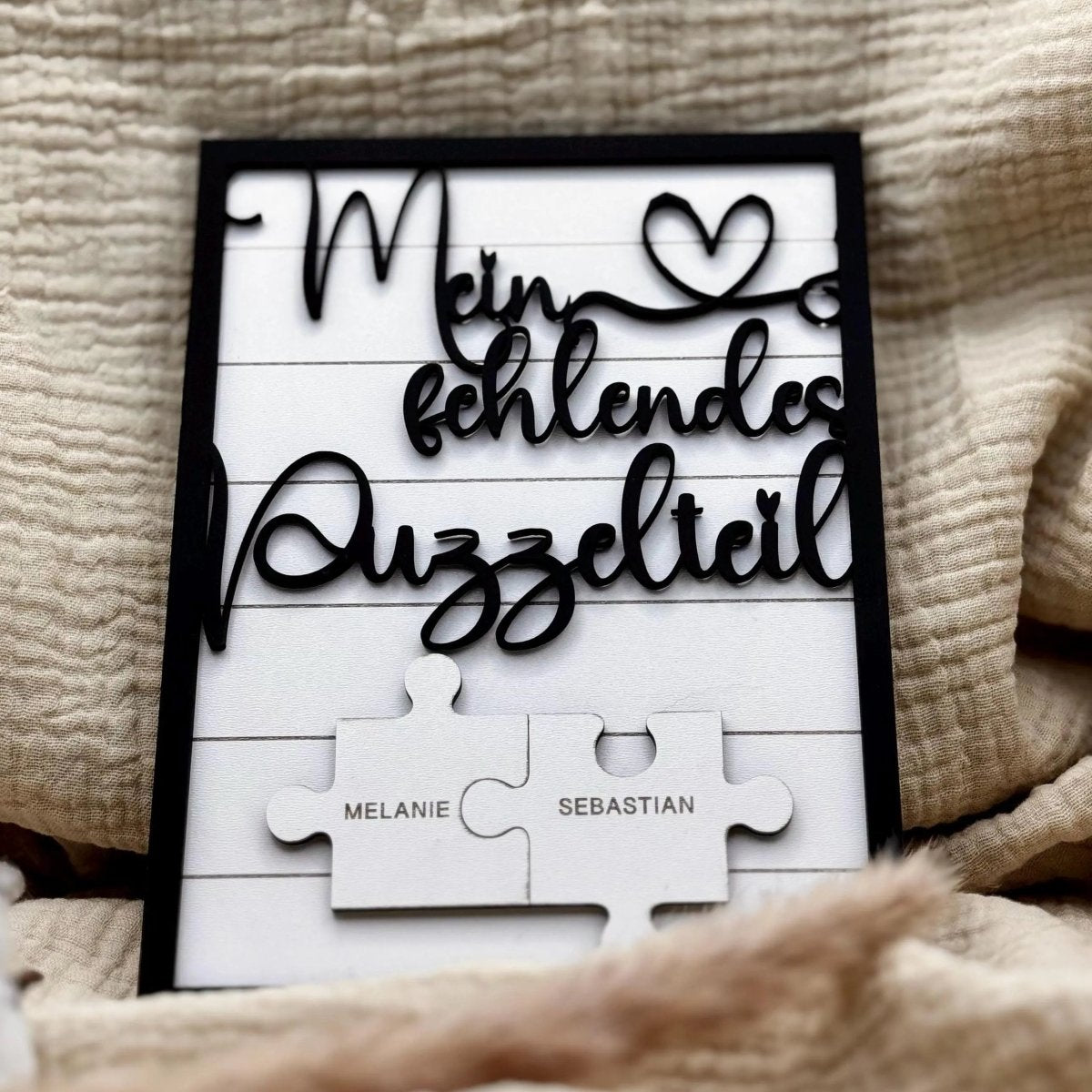 Personalisiertes Puzzleteil Geschenk für Paare – Rückseite mit Gravur