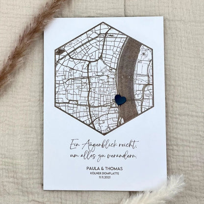 Personalisierte Koordinatenkarte aus Holz – stilvolle Wanddeko & Geschenk - LaserArt Germany