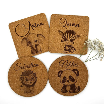 Personalisierte Kork Untersetzer mit Kindermotiven | Kindergeburtstag - LaserArt Germany