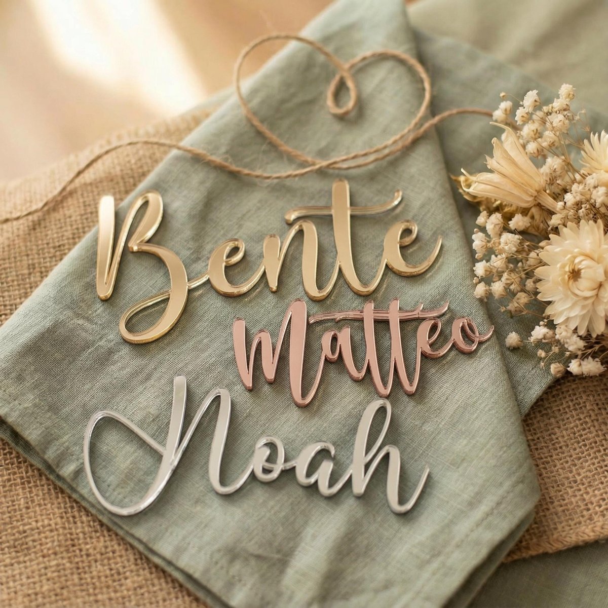 Personalisierte Namen aus Acryl – Moderne Platzkarten & Tischdeko für Hochzeit in 20 Farben - LaserArt Germany