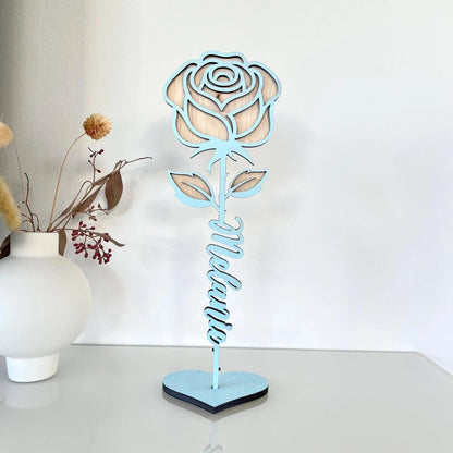 Personalisierte Rose aus Holz – 3D Blumengeschenk & Dekoration - LaserArt Germany