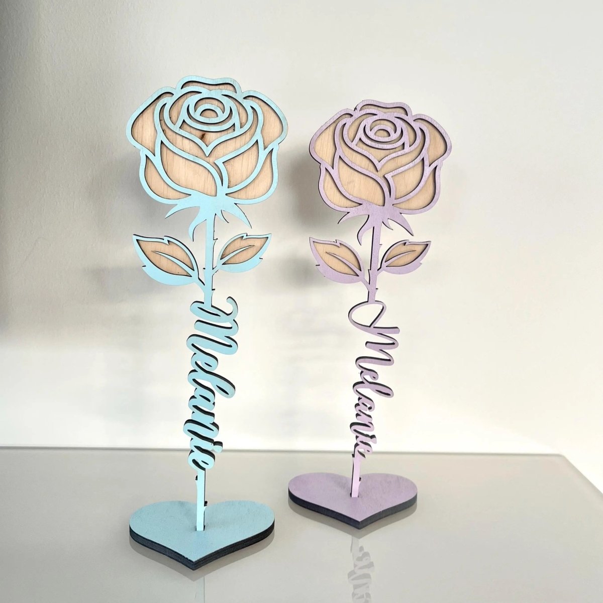 Personalisierte Rose aus Holz – 3D Blumengeschenk & Dekoration - LaserArt Germany