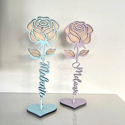 Personalisierte Rose aus Holz – 3D Blumengeschenk & Dekoration - LaserArt Germany