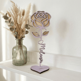Personalisierte Rose aus Holz – 3D Blumengeschenk & Dekoration - LaserArt Germany