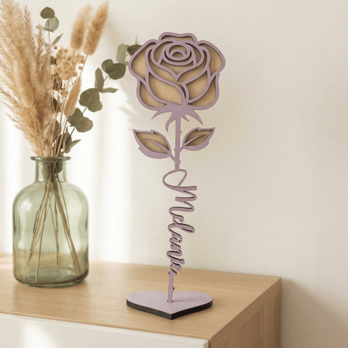 Personalisierte Rose aus Holz – 3D Blumengeschenk & Dekoration - LaserArt Germany