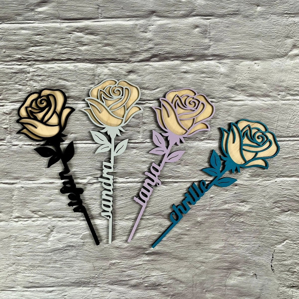 Personalisierte Rose aus Holz – 3D Blumengeschenk & Dekoration - LaserArt Germany