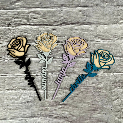 Personalisierte Rose aus Holz – 3D Blumengeschenk & Dekoration - LaserArt Germany