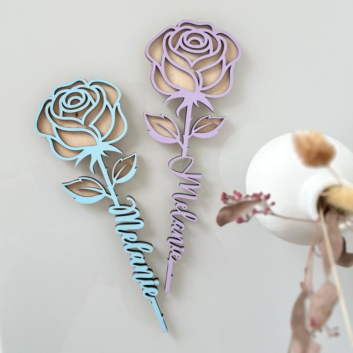 Personalisierte Rose aus Holz – 3D Blumengeschenk & Dekoration - LaserArt Germany