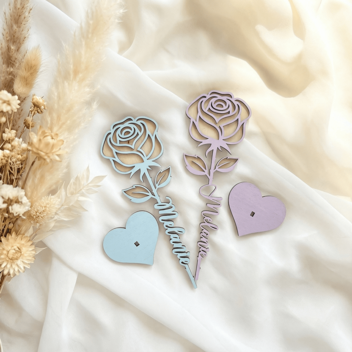 Personalisierte Rose aus Holz – 3D Blumengeschenk & Dekoration - LaserArt Germany