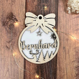 Personalisierte Weihnachtskugel |Anhänger mit Namen aus Holz für den Christbaum - LaserArt Germany