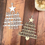 Weihnachtsanhänger Tannenbaum personalisiert, Christbaumschmuck aus Holz – Rückseite des Anhängers
