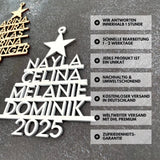 Personalisierte Weihnachtskugel | Christbaumschmuck Anhänger mit Namen aus Holz - LaserArt Germany