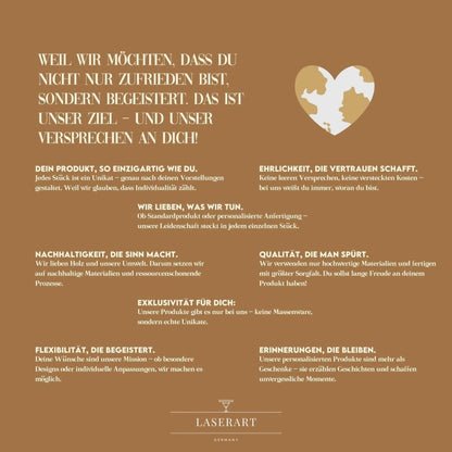 Personalisiertes Geburtsschild aus Holz mit Name und Daten als Geschenk zur Geburt - LaserArt Germany