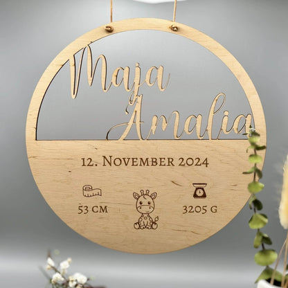 Personalisiertes Geburtsschild | Geschenk für Enkelkinder - LaserArt Germany
