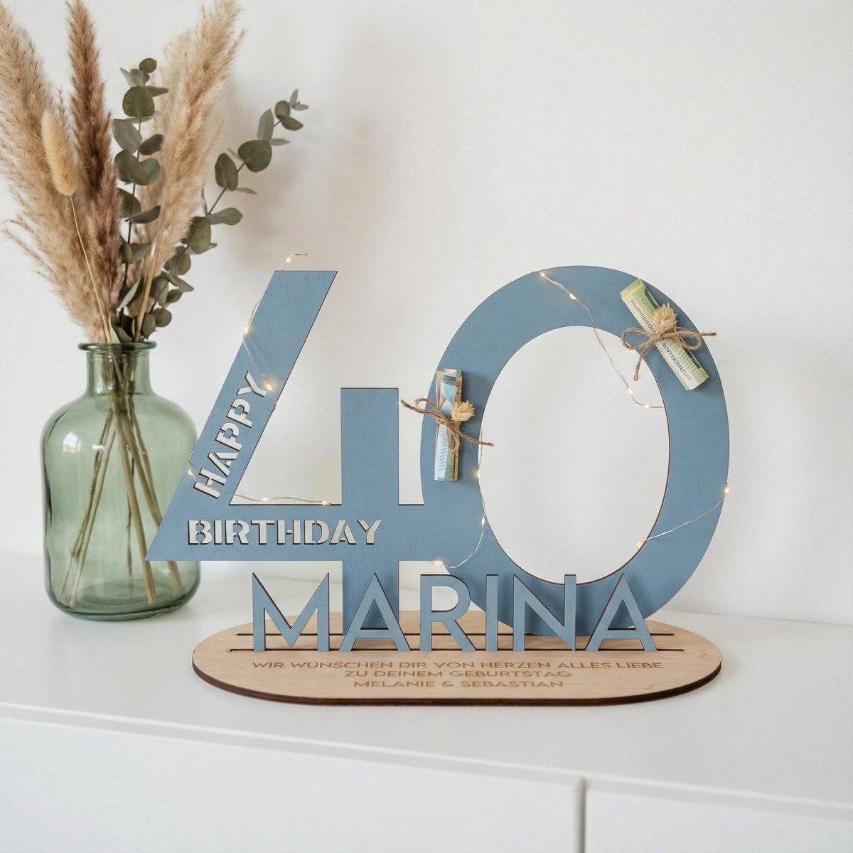 Personalisiertes Geldgeschenk zum Geburtstag | Zahlen 10–99 mit Name - LaserArt Germany