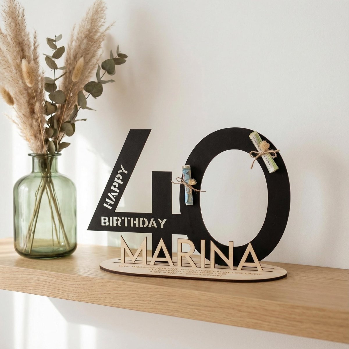 Personalisiertes Geldgeschenk zum Geburtstag | Zahlen 10–99 mit Name - LaserArt Germany