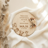 Personalisiertes Geldgeschenk zur Taufe aus Holz – mit Name, Datum & Spruch - LaserArt Germany