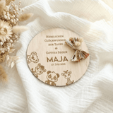 Personalisiertes Geldgeschenk zur Taufe aus Holz – mit Name, Datum & Spruch - LaserArt Germany