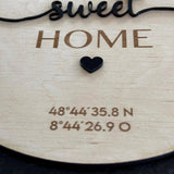 Personalisiertes Geschenk Einzug | personalisiertes Schild mit Koordinaten - LaserArt Germany