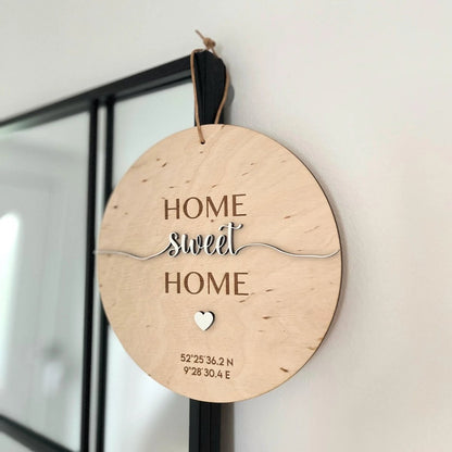 Personalisiertes Geschenk Einzug | personalisiertes Schild mit Koordinaten - LaserArt Germany