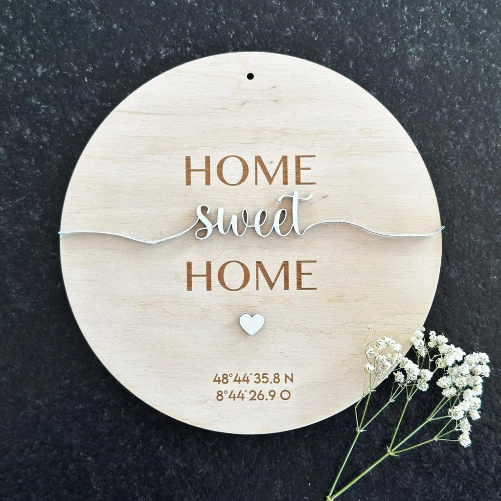 Personalisiertes Geschenk Einzug | personalisiertes Schild mit Koordinaten - LaserArt Germany