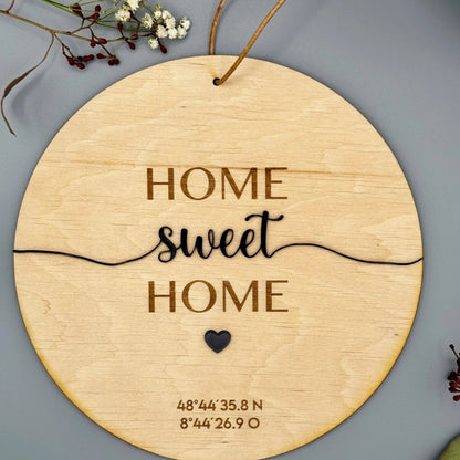 Personalisiertes Geschenk Einzug | personalisiertes Schild mit Koordinaten - LaserArt Germany