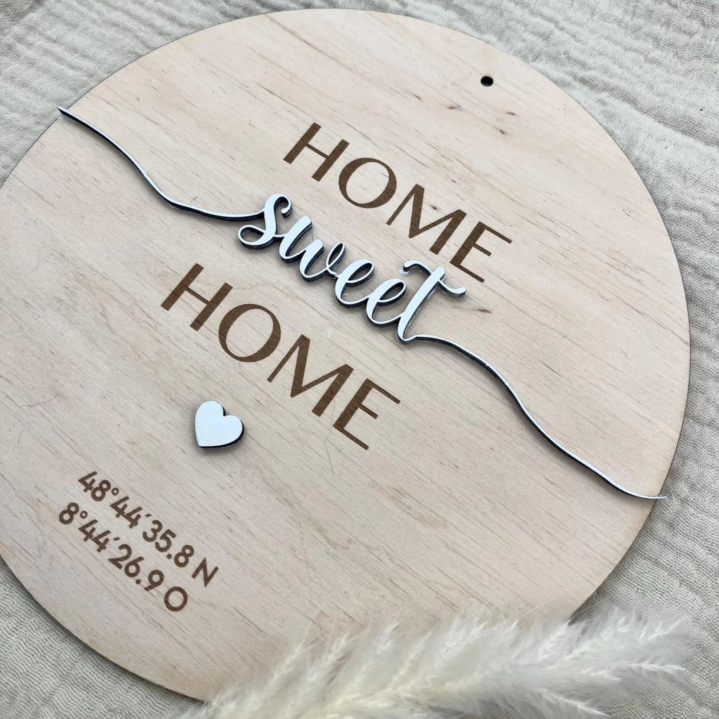 Personalisiertes Geschenk Einzug | personalisiertes Schild mit Koordinaten - LaserArt Germany