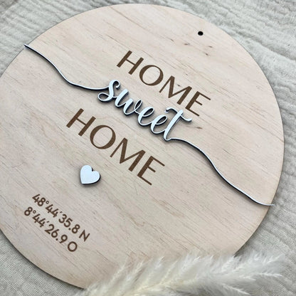 Personalisiertes Geschenk Einzug | personalisiertes Schild mit Koordinaten - LaserArt Germany