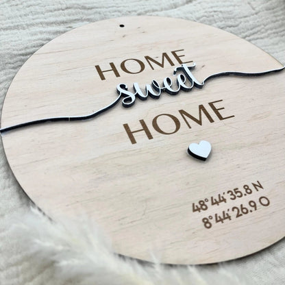 Personalisiertes Geschenk Einzug | personalisiertes Schild mit Koordinaten - LaserArt Germany