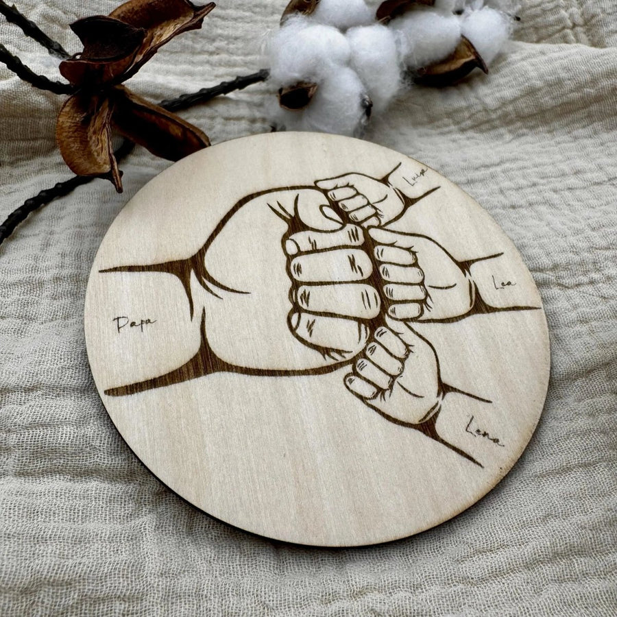 Personalisiertes Geschenk Vatertag auf Holz | Papa und seine Kids - LaserArt Germany