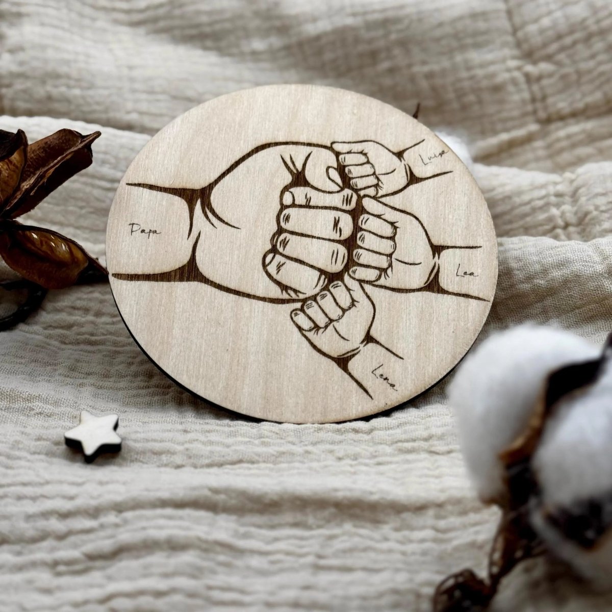 Personalisiertes Geschenk Vatertag auf Holz | Papa und seine Kids - LaserArt Germany