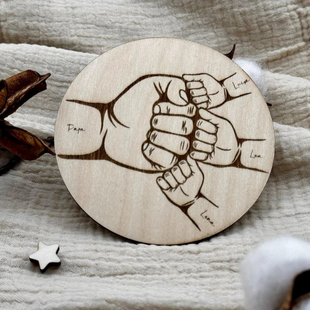 Personalisiertes Geschenk Vatertag auf Holz | Papa und seine Kids - LaserArt Germany