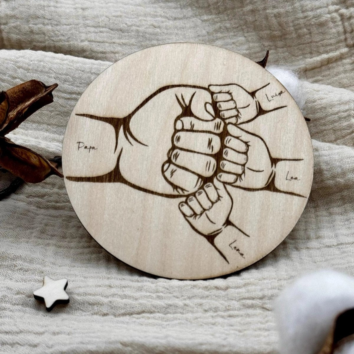 Personalisiertes Geschenk Vatertag auf Holz | Papa und seine Kids - LaserArt Germany