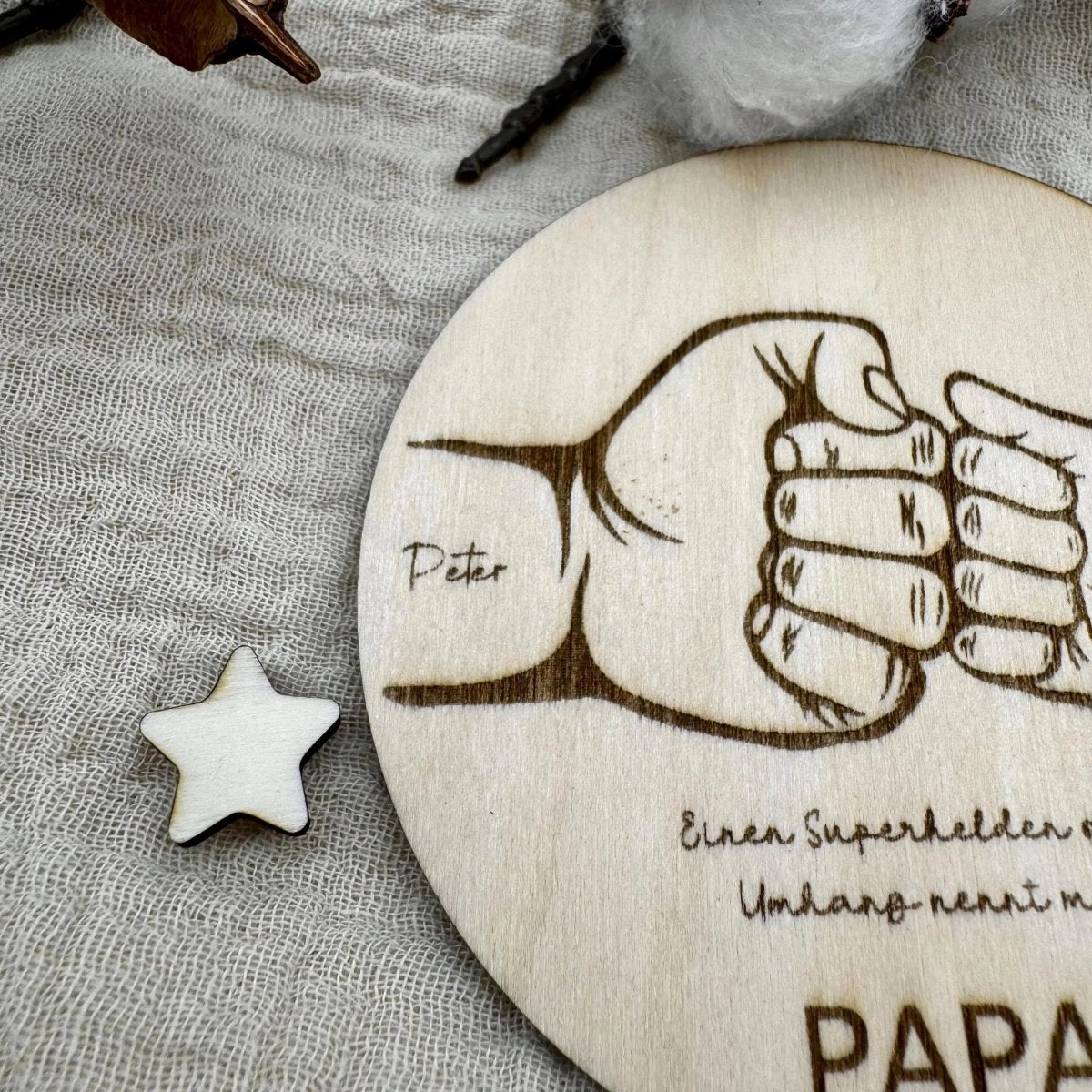 Personalisiertes Geschenk Vatertag auf Holz | Papa und seine Kids - LaserArt Germany