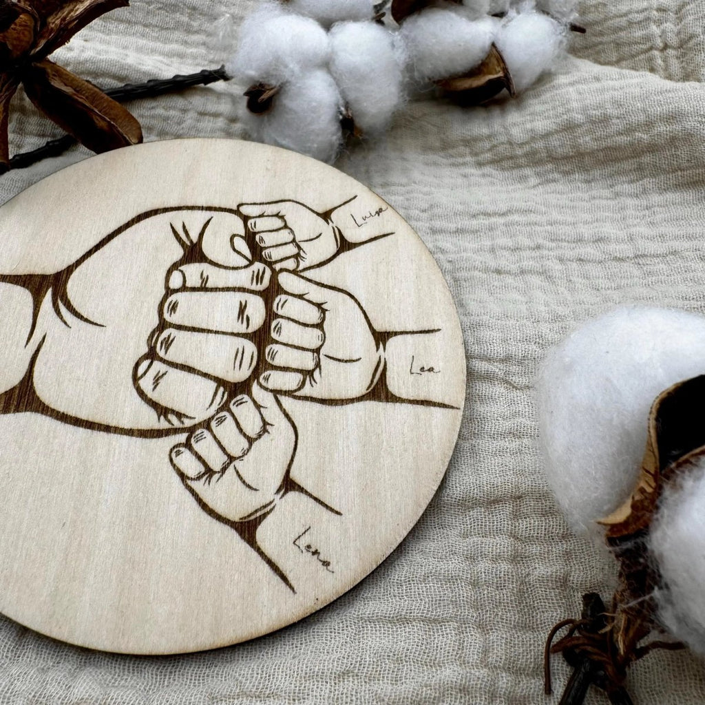 Personalisiertes Geschenk Vatertag auf Holz | Papa und seine Kids - LaserArt Germany