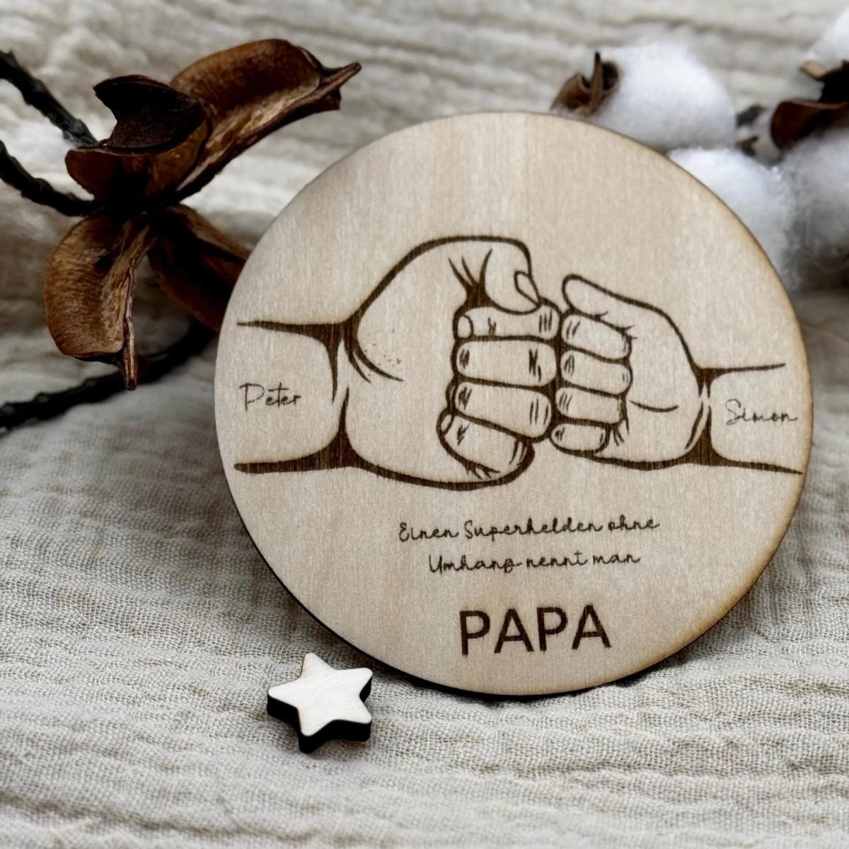 Personalisiertes Geschenk Vatertag auf Holz | Papa und seine Kids - LaserArt Germany