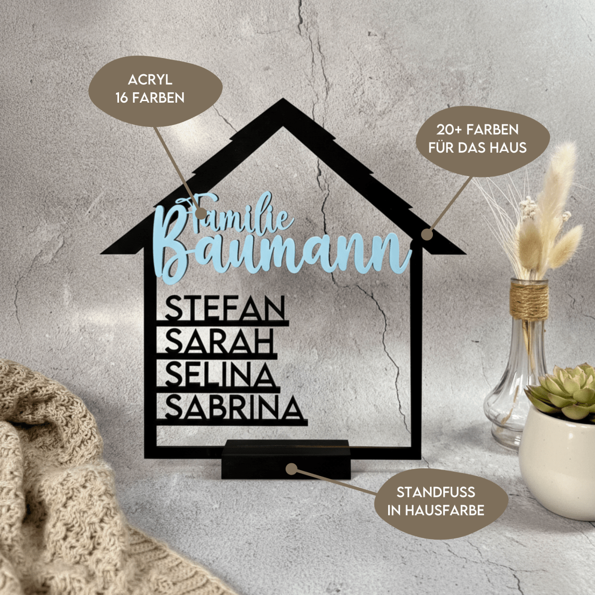 Personalisiertes Geschenk zum Einzug Holz & Acryl - LaserArt Germany