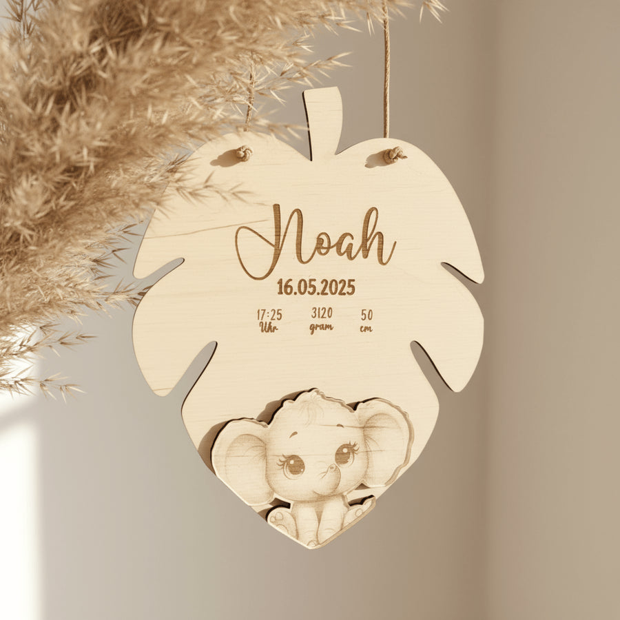 Personalisiertes Geschenk zur Geburt mit Namen & 3D Tiermotiv - LaserArt Germany
