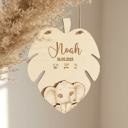 Personalisiertes Geschenk zur Geburt mit Namen & 3D Tiermotiv - LaserArt Germany